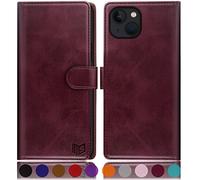 SUANPOT Coque pour iPhone 14 Plus 6.7" [RFID Blocage] [Magnétique Protection] Etui Portefeuille en Cuir PU avec Fentes pour Cartes pour Apple 14 Plus - Vin Rouge