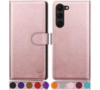 SUANPOT Coque pour Samsung Galaxy S23 5G [RFID Blocage] [Magnétique Protection] Etui Portefeuille en Cuir PU avec Fentes pour Cartes - Or Rose