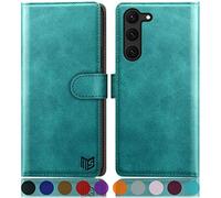 SUANPOT Coque pour Samsung Galaxy S23+/S23 Plus [RFID Blocage] [Magnétique Protection] Fentes pour Cartes Protection Housse Premium en Cuir PU pour Samsung S23+ Portefeuille Bleu Vert