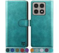 SUANPOT Etui Coque pour Xiaomi Mi 14T Pouces [RFID Blocage] [Magnétique Protection] Fentes pour Cartes Protection Etui Housse Premium en Cuir PU pour Mi 14T Etui Portefeuille Bleu Vert