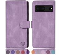 SUANPOT Etui Coque pour Google Pixel 7 5G [RFID Blocage] [Magnétique Protection] Fentes pour Cartes Protection Etui Housse Premium en Cuir PU pour Pixel 7 Portefeuille Violet