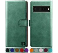 SUANPOT Etui Coque pour Google Pixel 7 Pro 5G [RFID Blocage] [Magnétique Protection] Fentes pour Cartes Protection Etui Housse Premium en Cuir PU,Pixel 7 Pro Etui Portefeuille Vert Clair