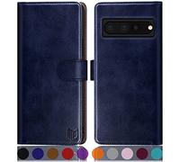 SUANPOT Etui Coque pour Google Pixel 7 Pro 5G [RFID Blocage] [Magnétique Protection] Fentes pour Cartes Protection Etui Housse Premium en Cuir PU pour Pixel 7 Pro Etui Portefeuille Bleu
