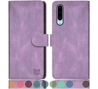 SUANPOT Etui Coque pour Huawei P30 [RFID Blocage] [Magnétique Protection] Fentes pour Cartes Protection Etui Housse Premium en Cuir PU,Huawei P30 Portefeuille Lilas Violet