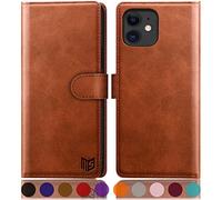 SUANPOT Etui Coque pour iPhone 11 6,1 Pouces [RFID Blocage] [Magnétique Protection] Fentes pour Cartes Protection Etui Housse Premium en Cuir PU pour Apple 11 Etui Portefeuille Brun Clair