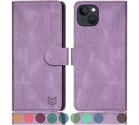 SUANPOT Etui Coque pour iPhone 14 Plus 6.7" [RFID Blocage] [Magnétique Protection] Fentes pour Cartes Protection Etui Housse Premium en Cuir PU,Apple 14 Plus Etui Portefeuille Lilas Violet