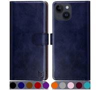 SUANPOT Etui Coque pour iPhone 15 6.1" [RFID Blocage] [Magnétique Protection] Fentes pour Cartes Protection Etui Housse Premium en Cuir PU,Apple 15 6.1" Portefeuille Bleu