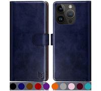 SUANPOT Etui Coque pour iPhone 15 Pro 6.1" [RFID Blocage] [Magnétique Protection] Fentes pour Cartes Protection Etui Housse Premium en Cuir PU pour Apple 15 Pro Portefeuille Bleu