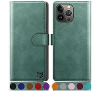 SUANPOT Etui Coque pour iPhone 15 Pro Max 6.7" [RFID Blocage] [Magnétique Protection] Fentes pour Cartes Protection Etui Housse Premium en Cuir PU pour Apple 15 Pro Max Portefeuille Vert Clair