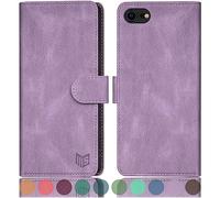 SUANPOT Etui Coque pour iPhone SE2022/7/8/SE2020 Pouces[RFIDBlocage][Magnétique Protection]Fentes pour Cartes Protection Etui Housse Premium en Cuir PU pour Apple SE2022 Etui Portefeuille Lilas Violet