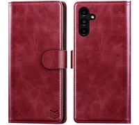SUANPOT Etui Coque pour Samsung Galaxy A14 5G [RFID Blocage] [Magnétique Protection] Fentes pour Cartes Protection Etui Housse Premium en Cuir PU pour Samsung A14 5G Etui Portefeuille Rouge