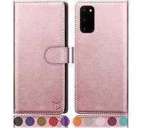 SUANPOT Etui Coque pour Samsung Galaxy S20 [RFID Blocage] [Magnétique Protection] Fentes pour Cartes Protection Etui Housse Premium en Cuir PU pour Samsung S20 Etui Portefeuille Or Rose