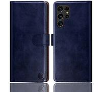 SUANPOT Etui Coque pour Samsung Galaxy S22 Ultra [RFID Blocage] [Magnétique Protection] Fentes pour Cartes Protection Etui Housse Premium en Cuir PU,Samsung S22 Ultra Etui Portefeuille Bleu