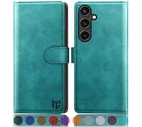 SUANPOT Etui Coque pour Samsung Galaxy S25 Plus Pouces[Magnétique Protection][RFID Blocage]Fentes pour Cartes Protection Etui Housse Premium en Cuir PU pour Samsung S25Plus Etui Portefeuille Bleu Vert