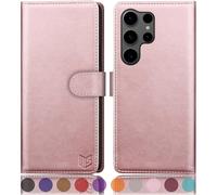 SUANPOT Etui Coque pour Samsung Galaxy S25 Ultra Pouces[Magnétique Protection][RFID Blocage] Fentes pour Cartes Protection Etui Housse Premium en Cuir PU pour Samsung S25Ultra Portefeuille Or Rose