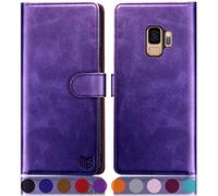 SUANPOT Etui Coque pour Samsung Galaxy S9 [RFID Blocage] [Magnétique Protection] Fentes pour Cartes Protection Etui Housse Premium en Cuir PU,Samsung S9 Portefeuille Violet