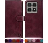 SUANPOT Etui Coque pour Xiaomi 14T Pro [RFID Blocage] [Magnétique Protection] Fentes pour Cartes Protection Etui Housse Premium en Cuir PU pour Xiaomi 14T Pro Portefeuille Vin Rouge