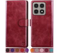 SUANPOT Etui Coque pour Xiaomi 14T [RFID Blocage] [Magnétique Protection] Fentes pour Cartes Protection Etui Housse Premium en Cuir PU pour Xiaomi 14T Portefeuille Rouge