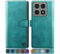 SUANPOT Etui Coque pour Xiaomi Mi 14T Pro Pouces [RFID Blocage] [Magnétique Protection] Fentes pour Cartes Protection Etui Housse Premium en Cuir PU pour Mi 14T Pro Portefeuille Bleu Vert