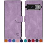 SUANPOT Etui Coque RFID Blocage Magnétique Protection pour Google Pixel 9 5G/Pro 6.3 Fentes Cartes Housse en Cuir PU Lilas Violet