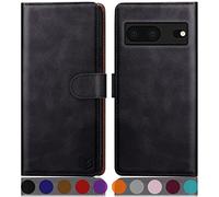 SUANPOT Étui de protection RFID pour Google Pixel 7 5G, en cuir synthétique, avec compartiment pour cartes, noir