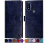 SUANPOT Étui portefeuille avec blocage RFID pour Motorola Moto G Pure 2021 Bleu