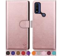 SUANPOT Étui portefeuille avec blocage RFID pour Motorola Moto G Pure 2021/Play 2023, or rose
