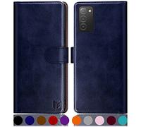 SUANPOT Étui portefeuille pour Samsung Galaxy A03S (blocage RFID) avec porte-cartes de crédit et rabat en cuir synthétique résistant aux chocs pour homme et femme Bleu