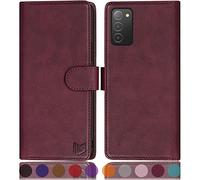 SUANPOT Étui portefeuille pour Samsung Galaxy A03S (blocage RFID) avec porte-cartes de crédit, rabat en cuir synthétique résistant aux chocs, pour femme et homme, pour Samsung A03S (rouge vin)