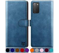SUANPOT Étui portefeuille pour Samsung Galaxy A03S - Blocage RFID - Porte-carte de crédit - Rabat en cuir synthétique - Résistant aux chocs - Pour homme et femme - Bleu ciel