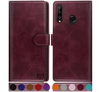 SUANPOT Étui pour Huawei P30 Lite avec [porte-cartes de crédit] [blocage RFID], étui de protection à rabat en cuir synthétique pour homme et femme pour Huawei P30 Lite rouge vin