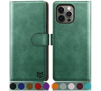 SUANPOT Etui Coque pour iPhone 13 Pro Max Pouces [RFID Blocage] [Magnétique Protection] Fentes pour Cartes Protection Etui Housse Premium en Cuir PU pour Apple 13 Pro Max Etui Portefeuille Vert Clair