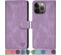 SUANPOT Etui Coque pour iPhone 14 Pro 6.1" [RFID Blocage] [Magnétique Protection] Fentes pour Cartes Protection Etui Housse Premium en Cuir PU pour Apple 14 Pro Etui Portefeuille Lilas Violet