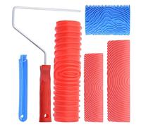 SuanQ Ensemble D'Outils de Peinture de Grainage Bois 4 PièCes, Rouleau de Motif de Texture de Grain M21 MS16 avec PoignéE, Pour la de Meubles de Sol de Bricolage