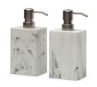 Suanti Lot de 2 distributeurs de Savon de 425,2 g avec Pompe en Nickel brossé. Distributeur de Savon Rechargeable pour Les Mains pour comptoir de Salle de Bain et Cuisine, décoration d'intérieur,