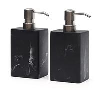 Suanti Lot de 2 distributeurs de Savon Rechargeables avec Pompe en Nickel brossé - Noir