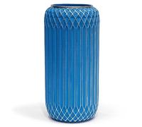 Suanti Vase à fleurs décoratif, 28 cm, grand, bleu, moderne, forme unique, pour la décoration de la maison, du bureau, de la table, durable, étanche, bricolage, fleurs séchées (bleu)