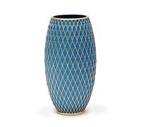 Suanti Vase à fleurs décoratif bleu et doré,Support de présentation floral,Décoration d'intérieur,Cadeau de pendaison de crémaillère,Base large et col fin,Pour salon, couloir, chambre à coucher