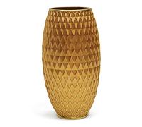 Suanti Vase décoratif pour Fleurs, Vase en Or, Cadeau de Pendaison de crémaillère, avec Motif de Diamants, Base Large et col étroit, pour Salon, Salle à Manger, Couloir, Chambre à Coucher