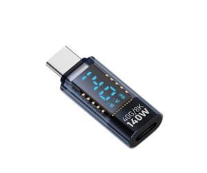 Suanzua Adaptateur USB C LED Affichage Puissance 140 W 40 Gbps 8 K Extension USB C PD3.1 Connecteur Type C Compteur de Puissance Type C Testeur Bleu