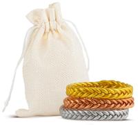 SUAPOZ Bracelet Femme. Idée Cadeau Original. Bracelet Tressé Uni Feuille d'or. Bouddhiste Tibétain. Cadeau Femme. Bijoux femme. Couleur Or, Argent ou Rose. (LISSEROSE)