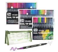 SUAPOZ. Pack Créatif Enfant: Feutres Scolaires Enfant Non Toxiques, Couleurs Vives Double Pointe + Étui Souple Pratique. Parfaits pour École et Activités Artistiques.(24)