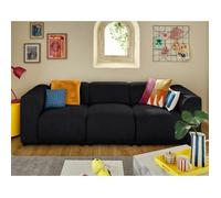 Lisa Design - Suaro - Canapé modulable 3 Places en Tissu texturé, Noir