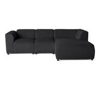 Suaro - Canapé modulable d'angle droit 4 places en tissu texturé - Noir Noir G