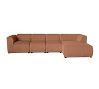 Suaro - Canapé modulable d'angle droit 5 places en tissu texturé - Terracotta