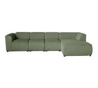 Lisa Design - Suaro - Canapé modulable d'angle Droit 5 Places en Tissu texturé, Vert