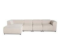Lisa Design - Suaro - Canapé modulable d'angle Gauche 5 Places en Tissu texturé, Beige