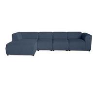 Lisa Design - Suaro - Canapé modulable d'angle Gauche 5 Places en Tissu texturé, Bleu