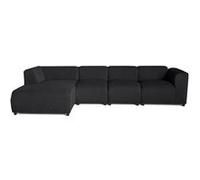 Lisa Design - Suaro - Canapé modulable d'angle Gauche 5 Places en Tissu texturé, Noir