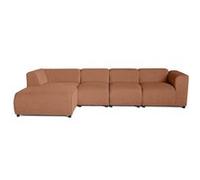 Lisa Design - Suaro - Canapé modulable d'angle Gauche 5 Places en Tissu texturé, Terracotta